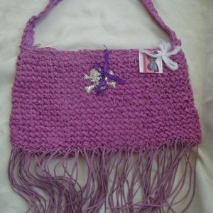 BoHo Hippie Orchid Woven Handbag w Fringe  Bling Crossbones NWT